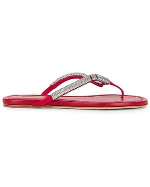 Christopher Esber Frida Pierced Suede Flip Flop - Red