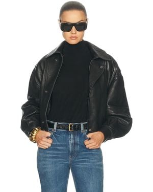 Saint Laurent Oversized Leather Jacket - Black