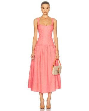 Nicholas Makenna Drop Waist Corset Midi Dress - Pink