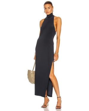 Norma Kamali Halter Turtleneck Side Slit Dress - Black