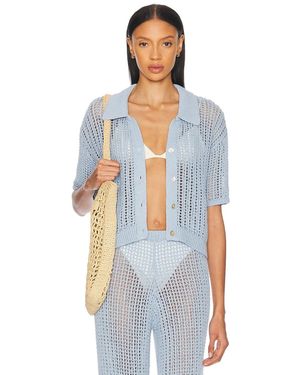 La Porte Ophelia Windowpane Knit Top - Blue