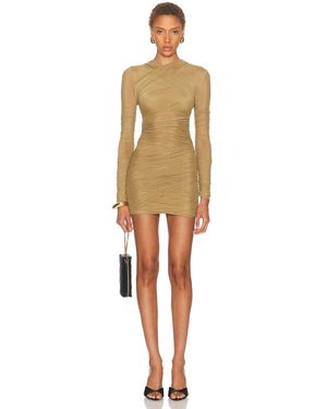 knee length dresses for ladies Moxey Ruched Mesh Mini Dress Evergreen / M main image 0