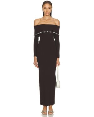 La Porte Anya Ribbed Foldover Dress - Black