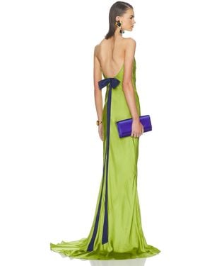 Alejandra Alonso Rojas Open Back Gown With Bow - Green