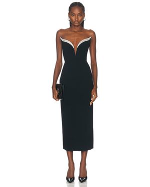 David Koma Crystal Wing Detail Midi Dress - Black