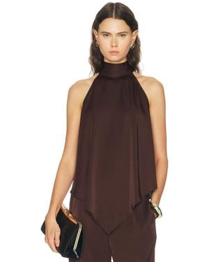 LAPOINTE Lightweight Satin Hankerchief Top - Brown