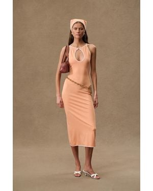 ROWEN ROSE For Fwrd Sleeveless Cut-out Long Dress - Natural