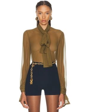 Saint Laurent Muslin Crepe Blouse - Blue