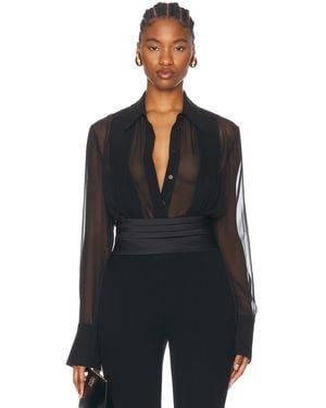 Sans Faff Meghan Paneled Silk Blouse - Black