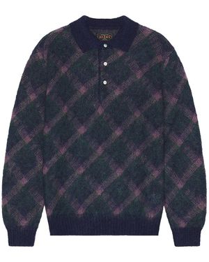 Beams Plus Knit Polo Stripe - Blue