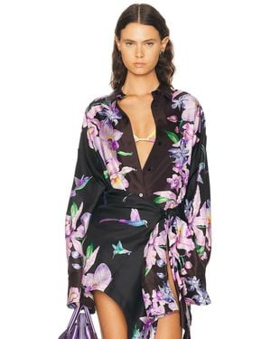 The Attico Floral Shirt - Black