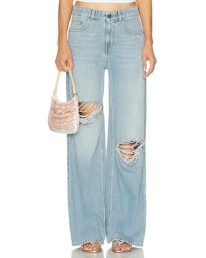 Area Distressed Crystal Relaxed Slit Jean - Blue