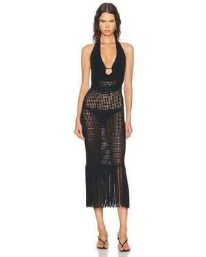 Halo Double Two-Toned Fringe Dress - Black