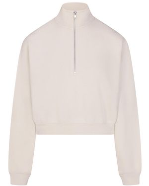 Skims Drapey French Terry Half Zip Pullover Sweatshirt - White