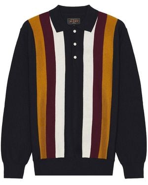 Beams Plus Knit Polo Stripe - Blue