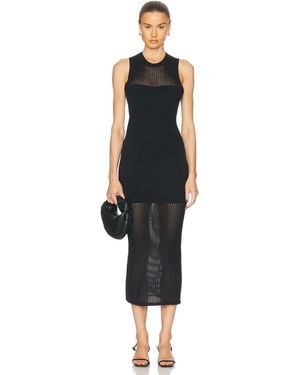 Matthew Bruch Knit Mesh Cargo Tank Midi Dress - Black