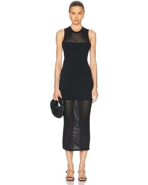 Matthew Bruch Knit Mesh Cargo Tank Midi Dress - Black