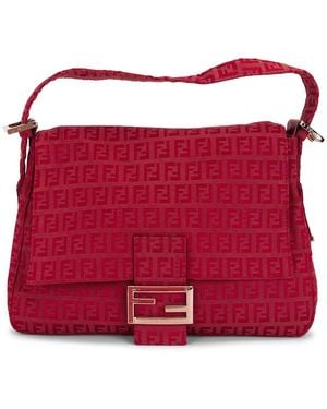 Fendi Zucchino Mama Baguette Shoulder Bag - Red