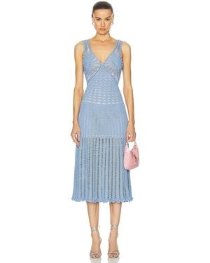 AKNVAS Guinevere Crochet Midi Dress - Blue