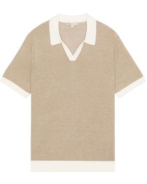 Onia Linen Johnny Collar Polo - White