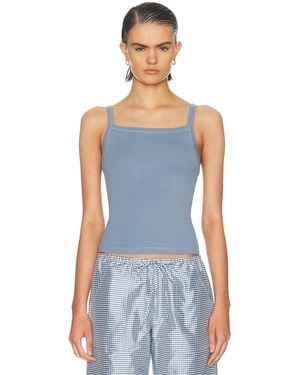 DONNI. The Baby Rib Square Neck Tank Top - Blue