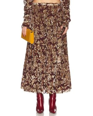 Saint Laurent High Waisted Midi Skirt - Brown