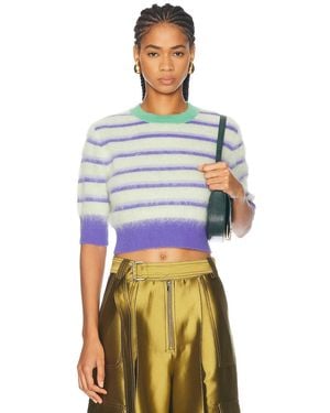 Christopher John Rogers Cropped Ringer Sweater - Blue