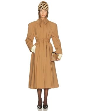 Helsa Wool Blend Midi Trench - Natural