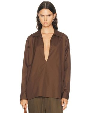 Comme Si Deep V Neck Shirt - Brown