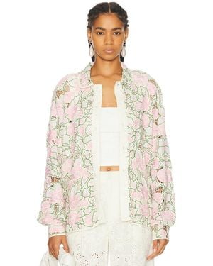 Bode Peony Lace Long Sleeve Shirt - White