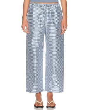 DONNI. The Taffeta Gingham Drawstring Cargo Pant - Blue