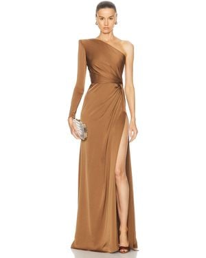 Alex Perry One Sleeve Twist Gown - Natural