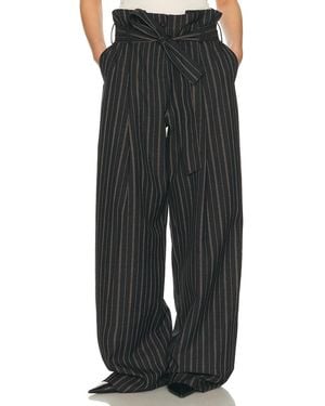 Helsa Stripe Twill Super Baggy Pants - Black