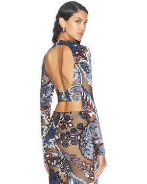 Etro Cropped Long Sleeve Top - Blue