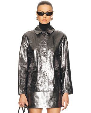 RENGGLI Foil Leather Jacket - Gray