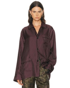 Saint Laurent Button Up Pajama Top - Purple