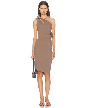 Coperni Asymmetric Mini Flower Gown - Natural