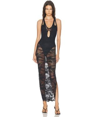 HAELO Lace Veiled Dress - Black