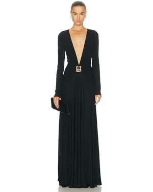 Christopher Esber Bezel Quartz Ruched Long Sleeve Dress - Black