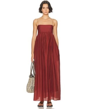 Matteau Empire Pintuck Bodice Dress - Red