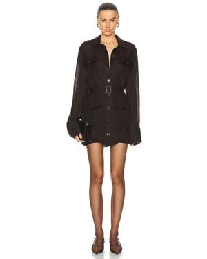 Saint Laurent Chiffon Shirt Dress - Black