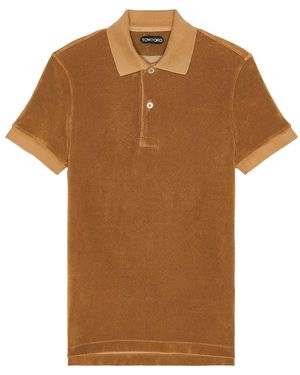Tom Ford Short Sleeve Towelling Polo - Brown