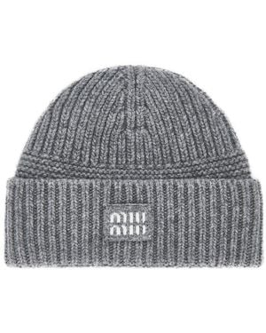 Miu Miu Cashmere Wool Beanie - Gray