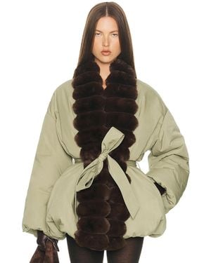 Helsa Bubble Puffer With Faux Fur - Black