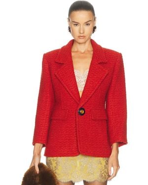Saint Laurent Tweed Blazer - Red