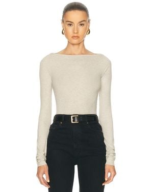 ÉTERNE Long Sleeve Boatneck Top - White