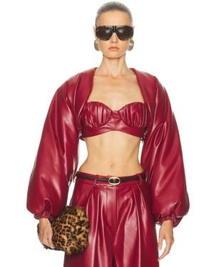 ROWEN ROSE Faux Leather Bolero - Red