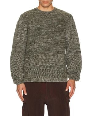 Isa Boulder Solid Crochet Crewneck Sweater - Green