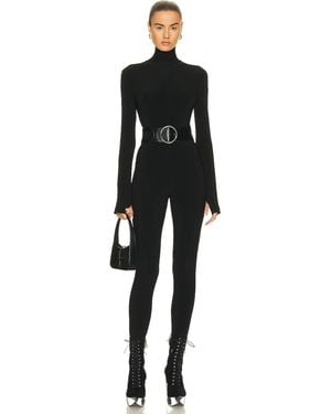Norma Kamali Long Sleeve Turtleneck Catsuit With Footie - Black