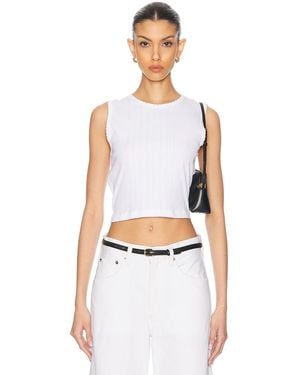 Leset Pointelle Sleeveless Crewneck Top - White